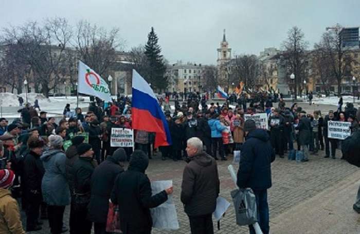 Участников марша в память Немцову в Воронеже закидали зеленкой