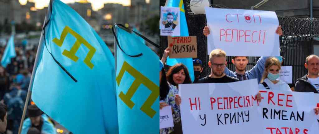 “Ні репресіям”, “Путін – вбивця”: у Києві відбувся мітинг на підтримку затриманих кримських татар