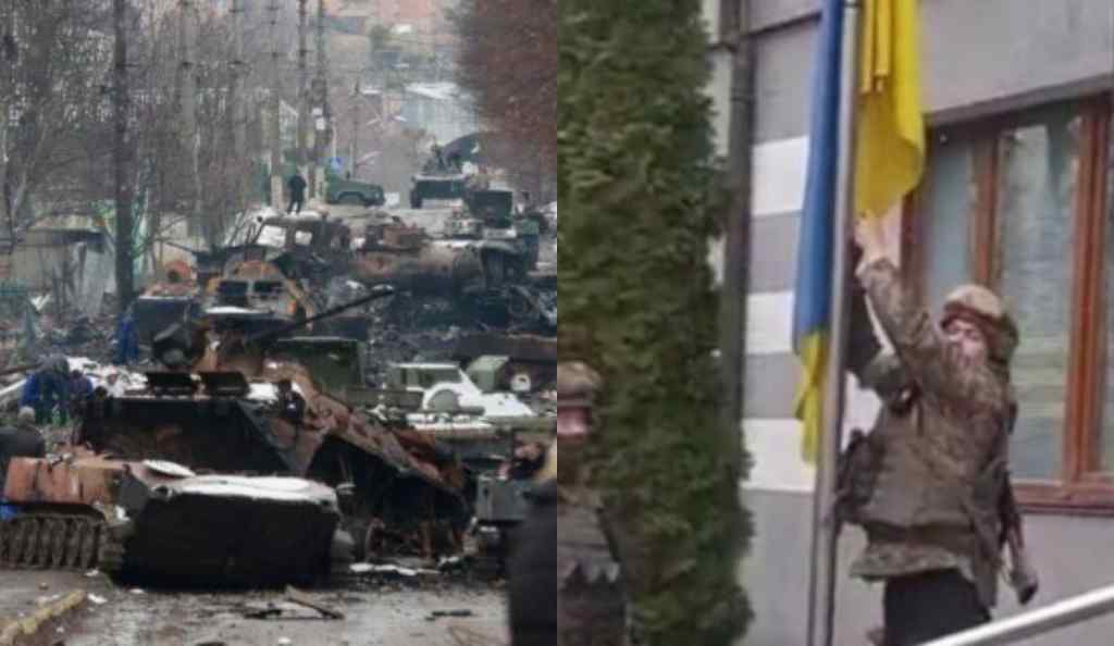 ЗСУ піднімають синьо-жовтий прапор над Бучею! Звільнено від загарбників – українці не зупиняються. Так тримати!